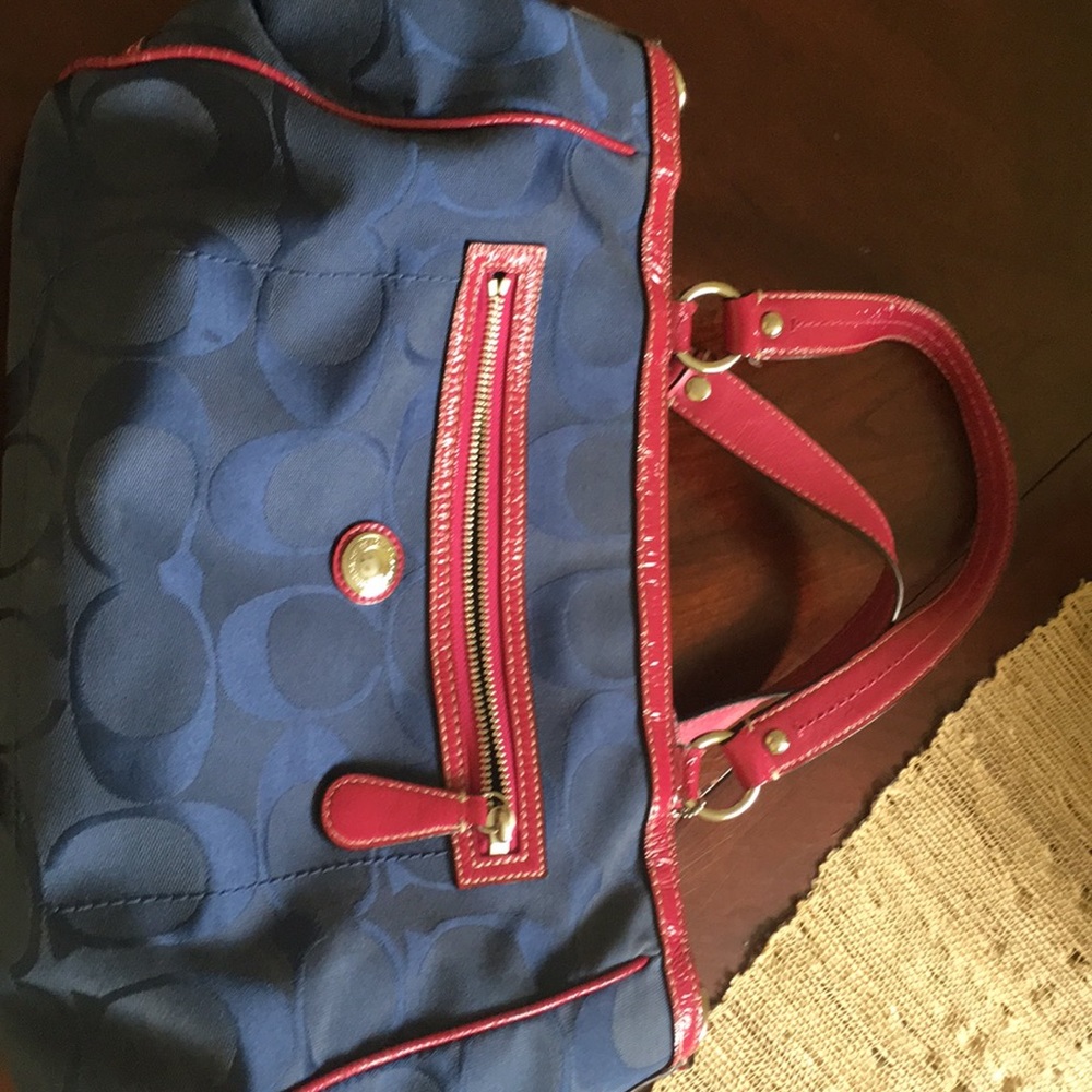 Dark pink and navy Coach purse